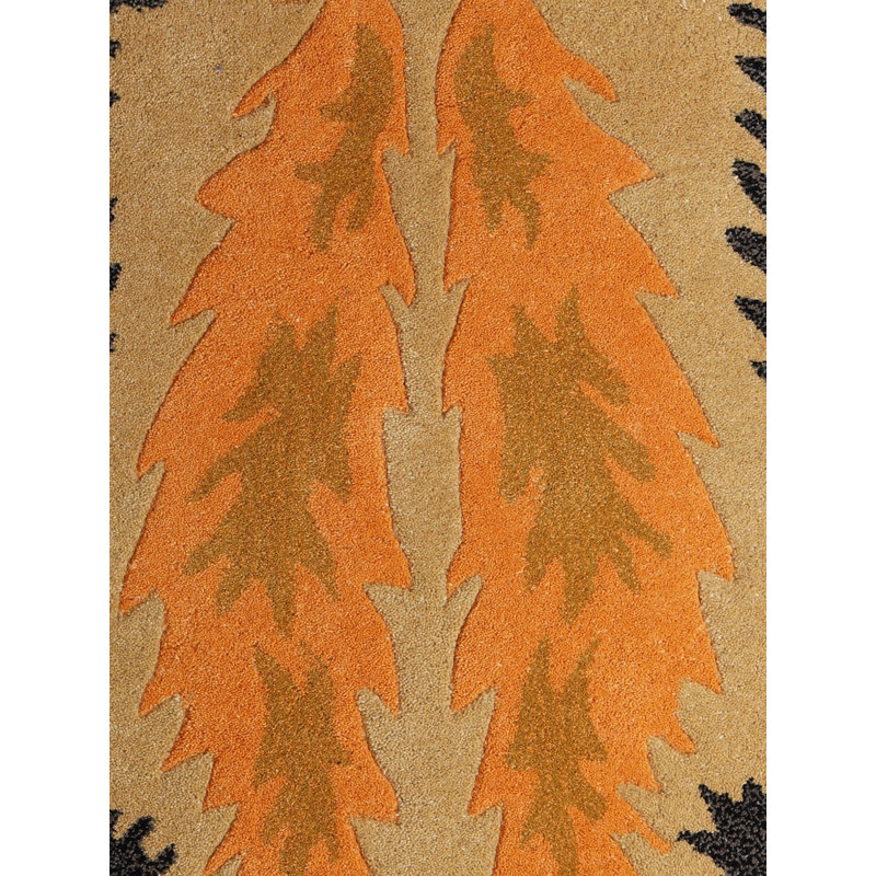 Exotic India Yogic Asana Mat Handcrafted Tufted Red-Panda Shaped | Wool And Cotton Floor Spread Non-Slip Mat | Sweat-Absorbent Surface Carpet Rug For Home & Office