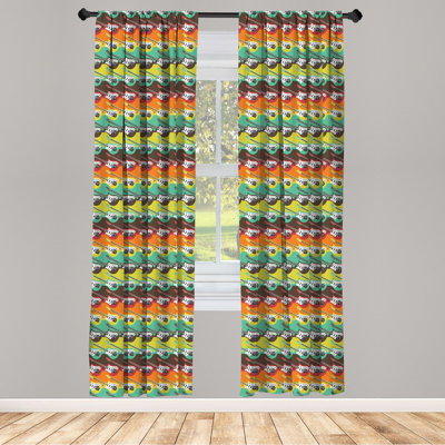 Guitar Semi-Sheer Rod Pocket Curtain Panels