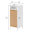 Armoire de salle de bain avec façade et panier en bambou - naturel / blanc