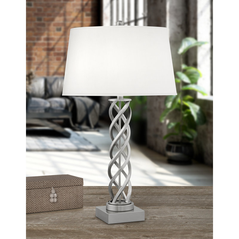 Ensemble de lampe de table 32 "Taranto, Acier brossé, Blanc