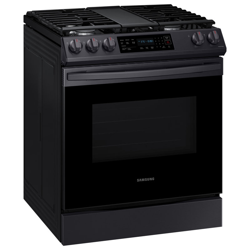 Cuisinière au gaz avec grille chauffante 30 po 6 pi³ Samsung, Acier inoxydable noir