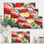 Nature morte rétro avec fleurs rouges et jaunes - impression traditionnelle-60160145-60160146