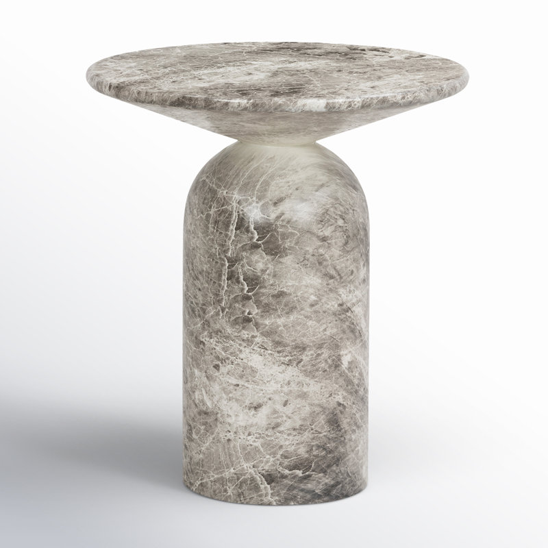 Table de bout en résine Dalissa avec finition en marbre, Marbre gris