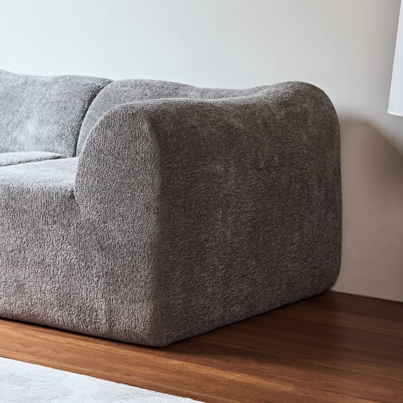 Velours 2 places peu encombrant avec coussins, gris, doux et éponge, stable