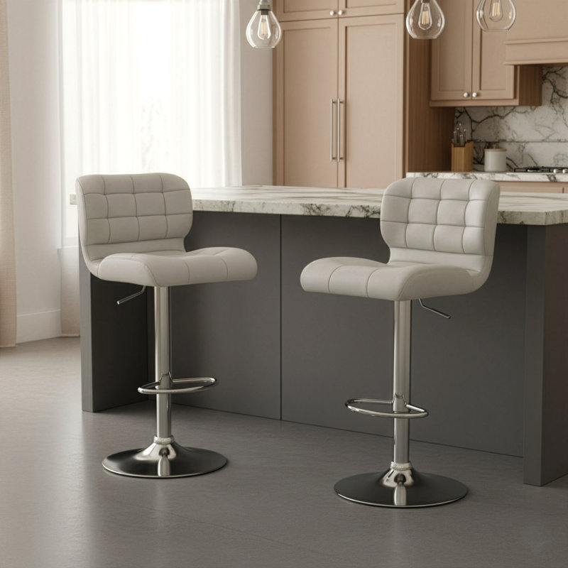 Tabouret de bar rotatif à hauteur réglable Kacey-Jean, Gris cendré