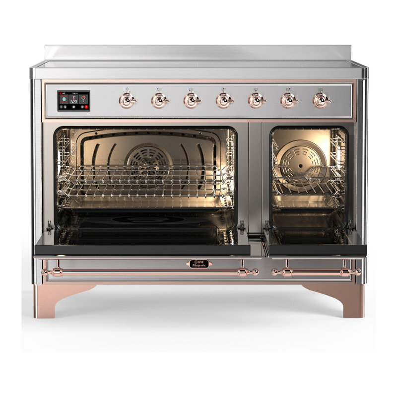 Majestic III Series 48 Inch Induction Range with 6 Induction Elements in Antique White (Chrome Trim), Stainless Steel, Copper