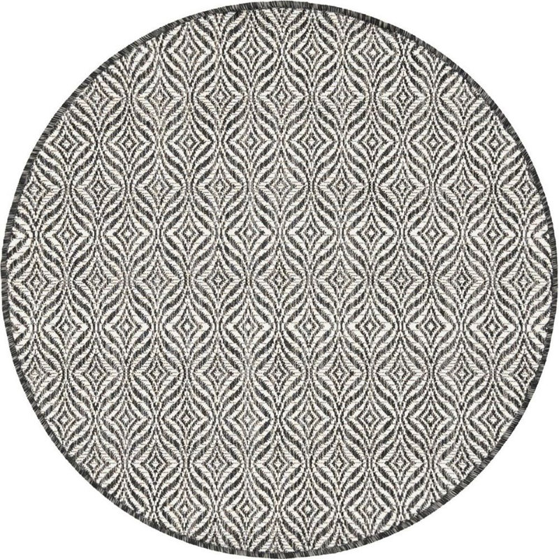 Outdoor Preen Area Rug Gray Color, Round 4'