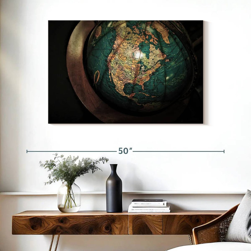 Carte rétro du globe Aliaz, H 26 po x l 39 po