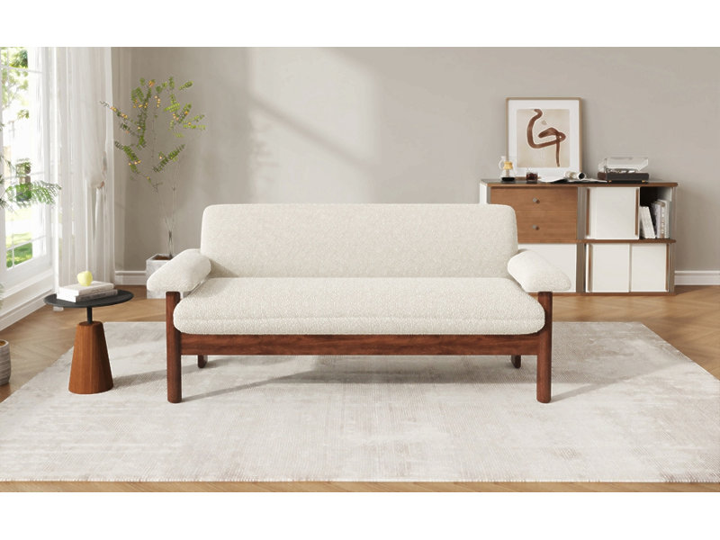 Canapé 2 places avec causeuse Modern, Polyester beige