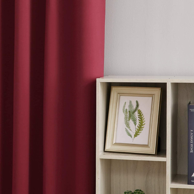 Bianney Blackout Curtain Single Panel, Dark Red, 140 W x 175 D cm