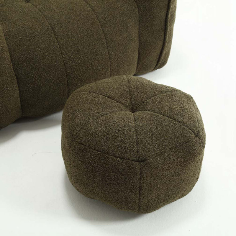 Fauteuil ean Bag avec repose-pieds, Chenille vert foncé foncé