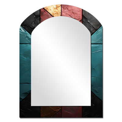 Carreaux à chevrons bleu et rouge Elegance II - Miroir mural moderne