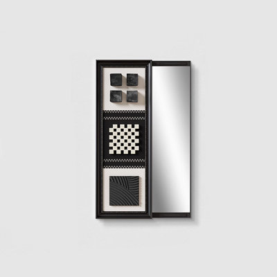 Minimalist Black and White Hidden Left-Side Sliding Dressing Mirror Minimalist Black and White Hidden Left-Side Sliding Dressing Mirror