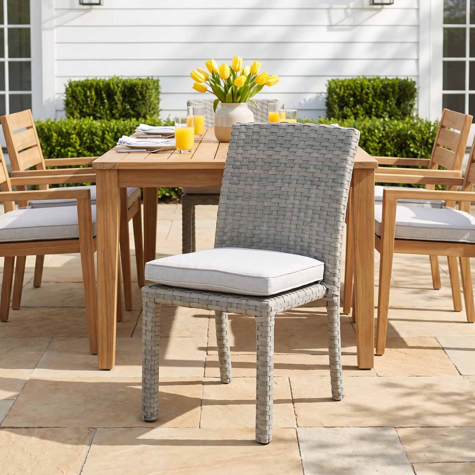 Majorca Sunbrella® Patio Side Chair, Cast Silver Sunbrella®