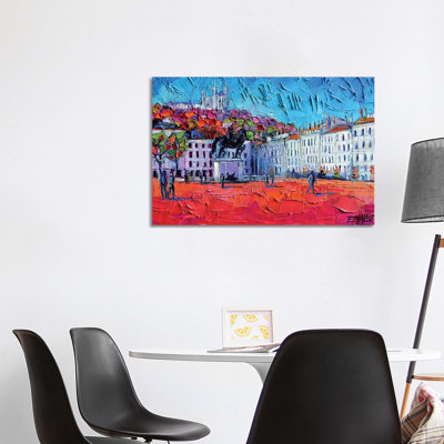 Urban Impression - Bellecour Square Lyon by Mona Edulesco - Wrapped Canvas Painting