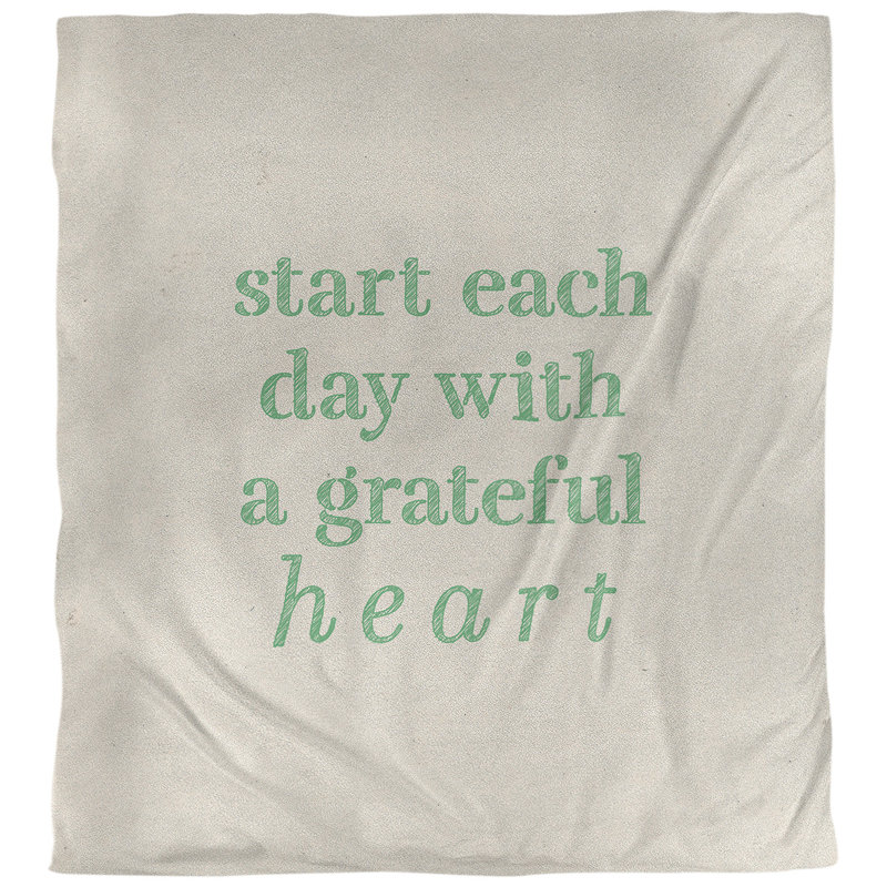 Housse de couette simple à citation gratitude, Housse de couette pour très grand lit, Blanc / Vert