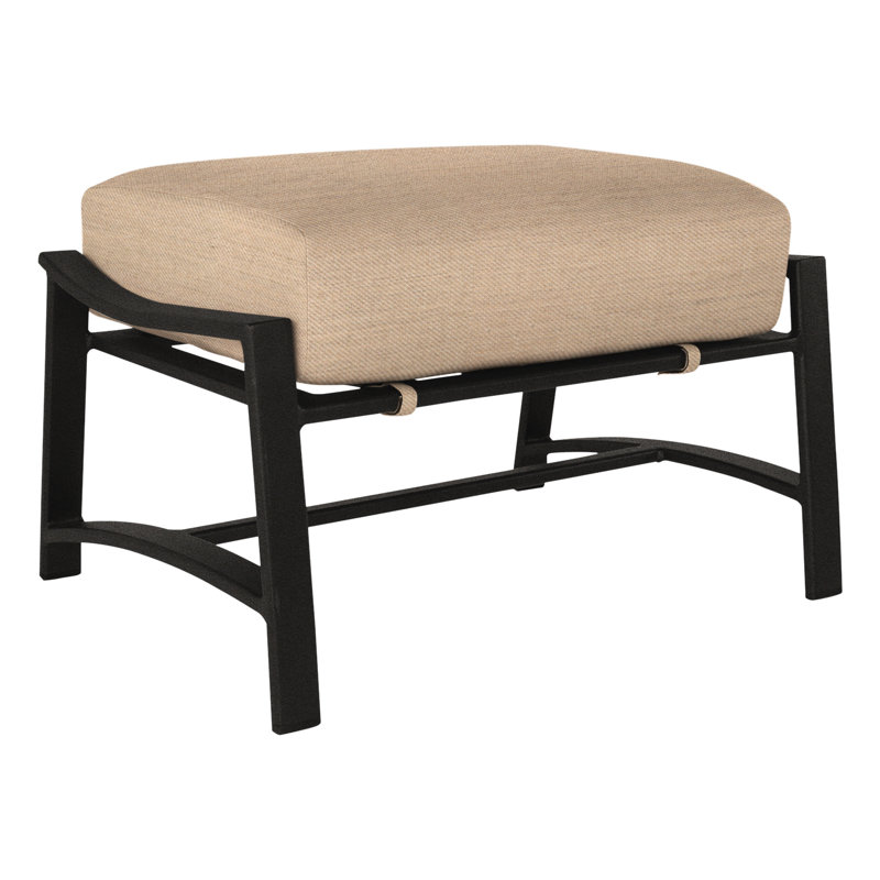 Avana Rectangle Outdoor Ottoman Patio Ottoman, Chinchilla White, Carbon Black