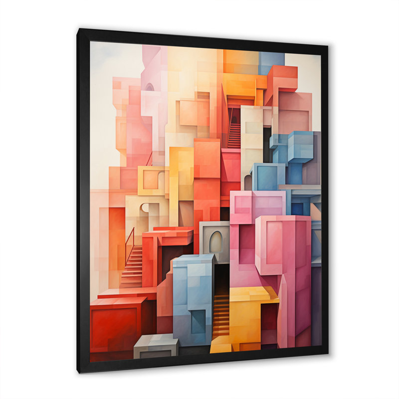 Fitchette Constructivism Construit Horizons VIII - reproduction sur toile, H 32 po x l 16 po x P 1 po, Cadre photo noir