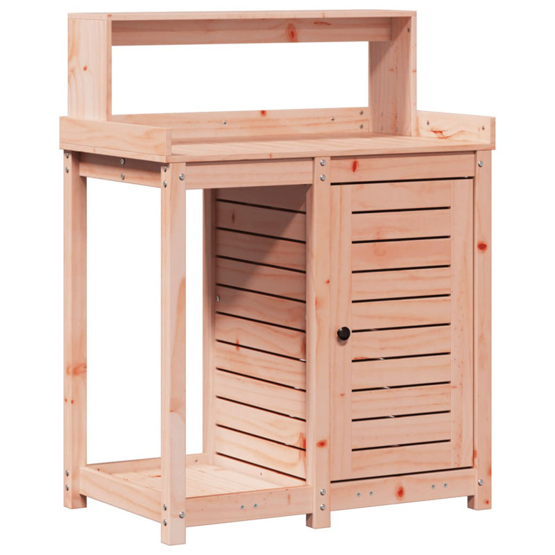 Broxton Wood Potting Bench, Brown, white and pink