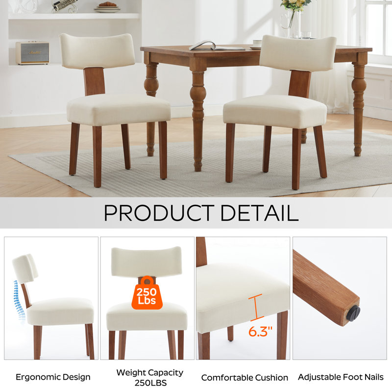 Round Pedestal Dining Set Mid-Century Modern Wooden Table & Upholstered Chair Set For Home, Kitchen, Dining Room, Walnut