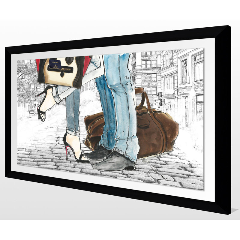 " Weekend Rendezvous ", 27.5" H x 39.5" W x 0.75" D, Black Framed, Transparent Mat