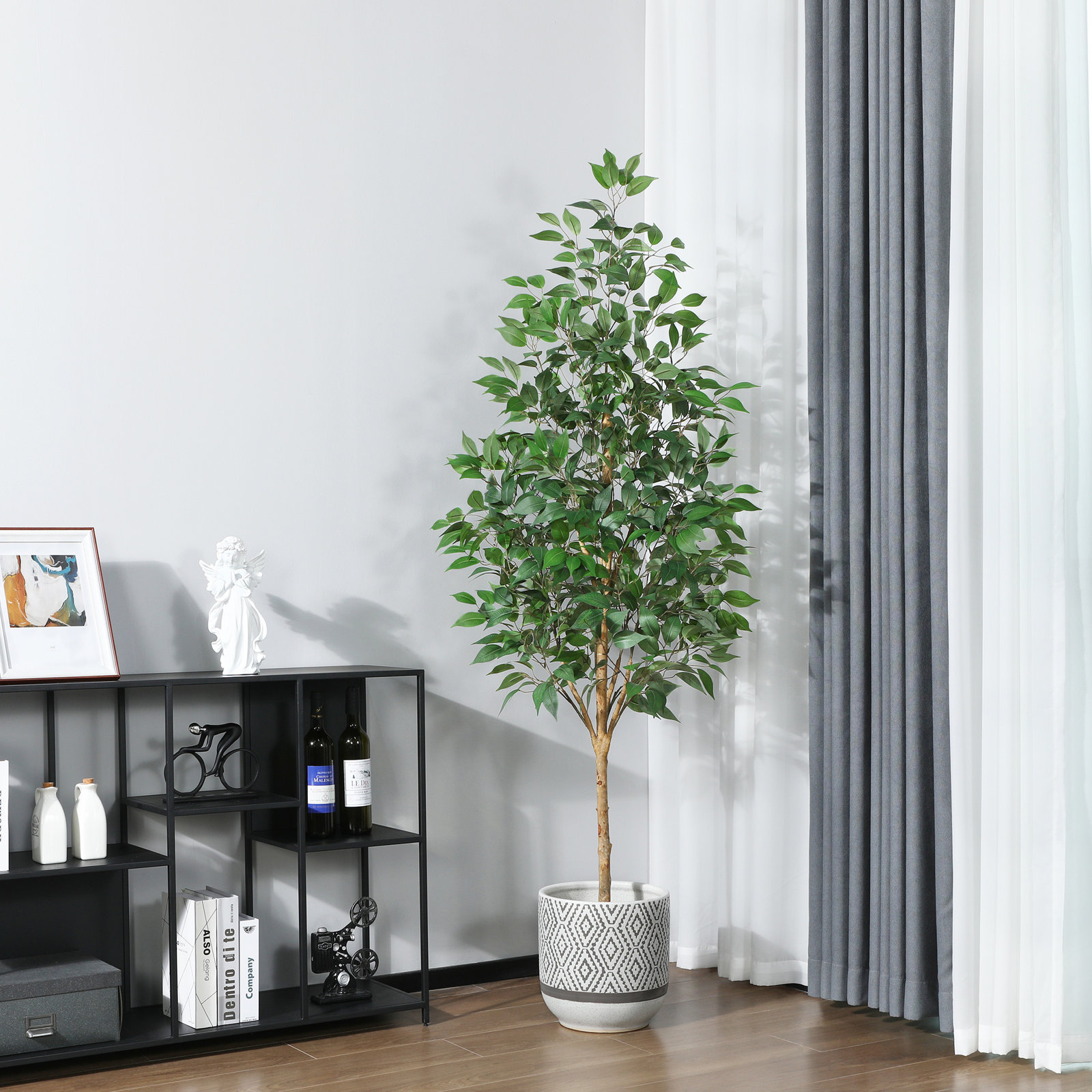 Adcock Ficus Tree in Pot, 70" H x 18" W x 18" D