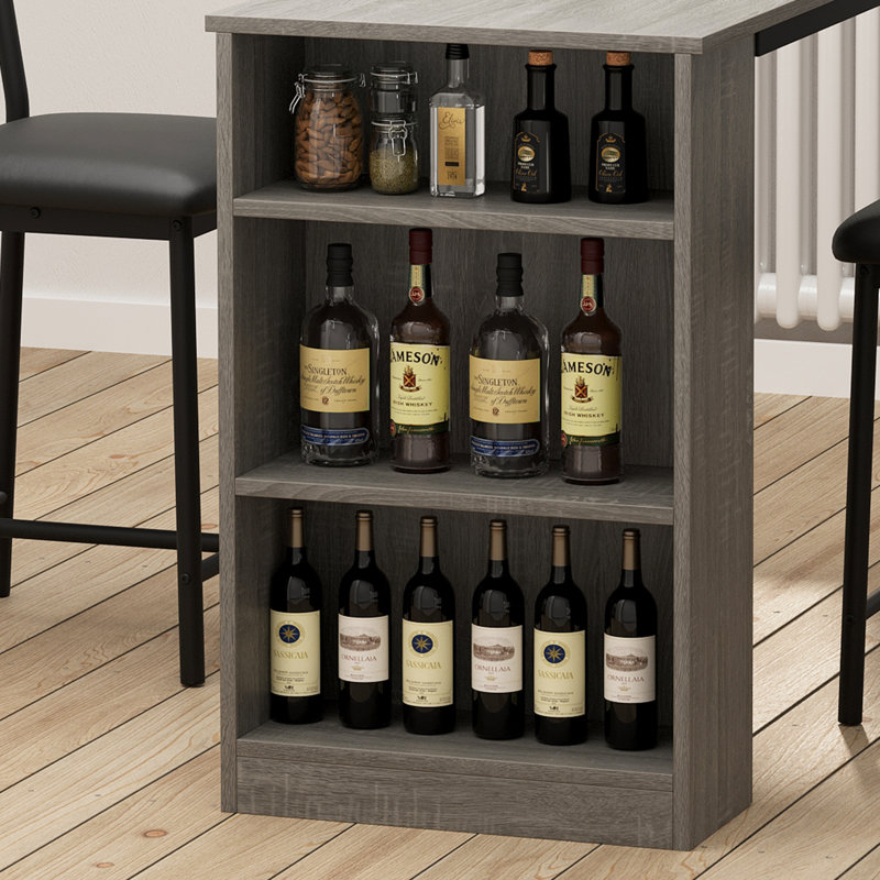 Ensemble de table de bar 3 pièces à hauteur de comptoir pour pub de cuisine, 2 chaises rembourrées et 3 tablettes à 3 niveaux