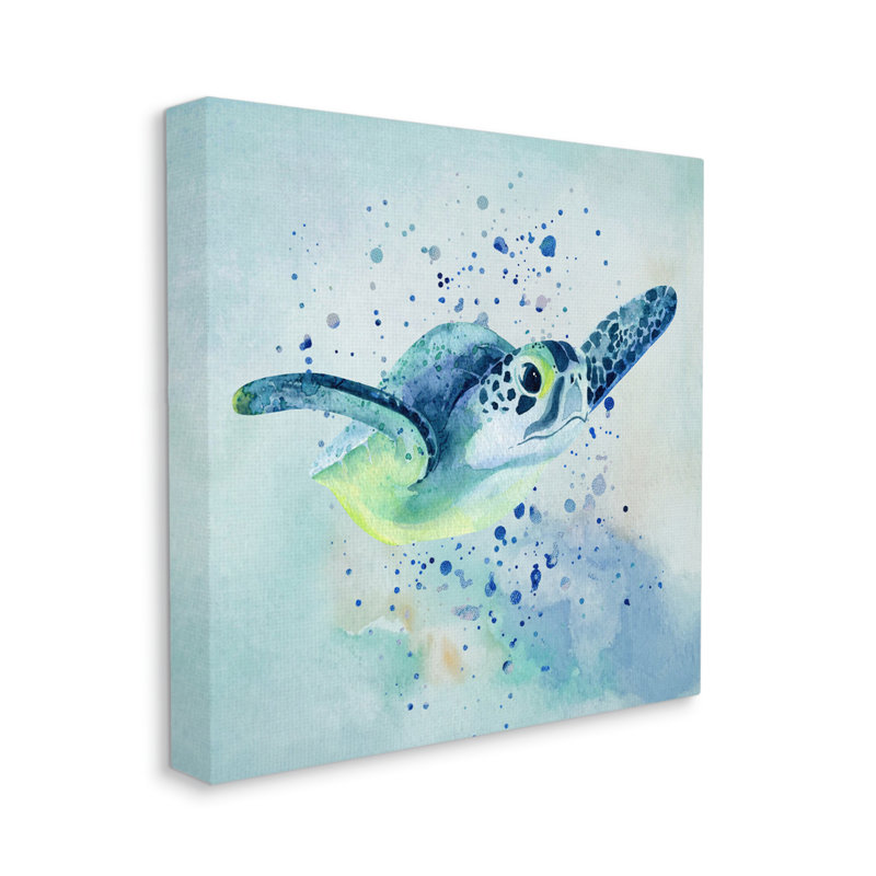 «Sea Turtle Underwater Bubbles Splash» par Karen Smith, impression sur toile tendue, H 17 po x l 17 po x P 1,5 po