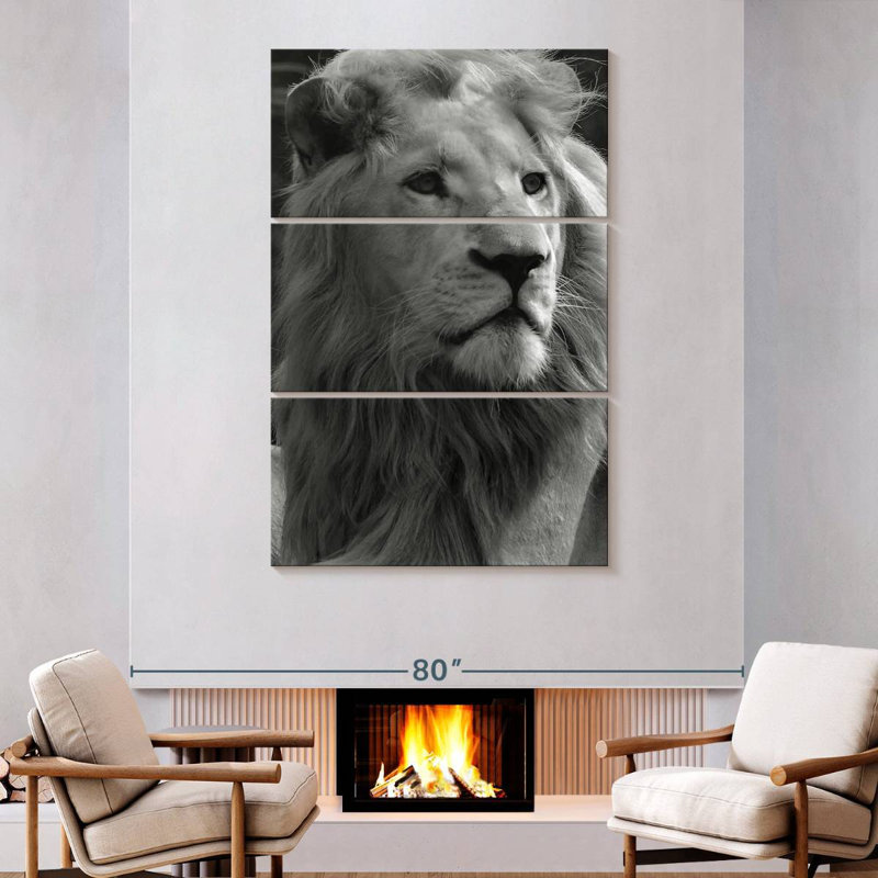 Lion monochromatique Brampt, H 74 po x l 48 po