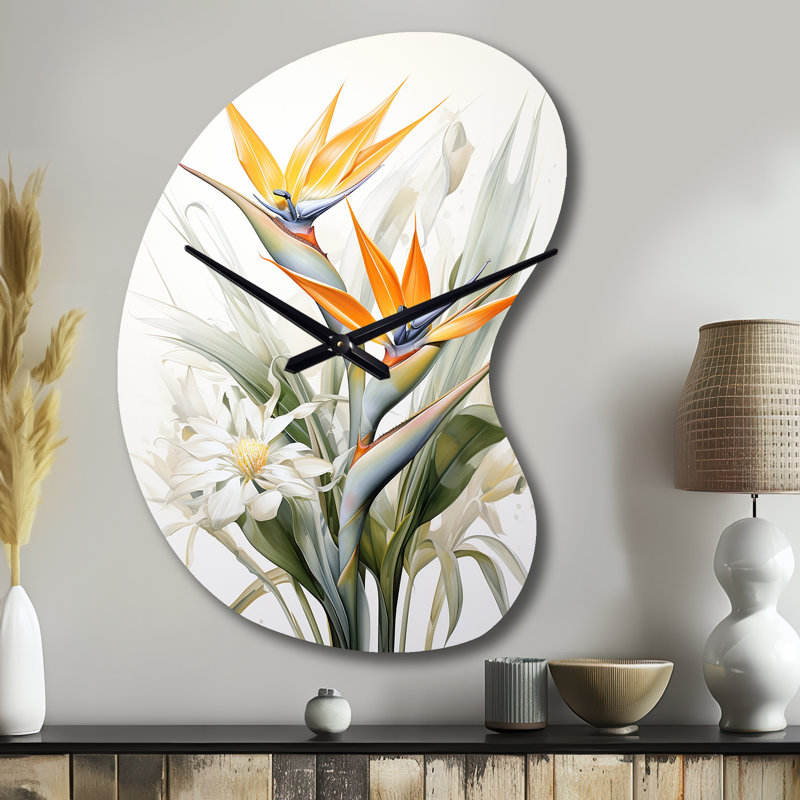 Birds Of Paradise III - Birds Of Paradise, forme irrégulière, horloge murale, Grand