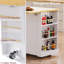 Îlot de cuisine moderne de 48 po avec rallonge et prise de courant, îlot de cuisine mobile avec armoires de rangement et 2 tiroirs, chariot de cuisine en bois pour la cuisine, la salle à manger, blanc (sans tabourets de bar)-964580689