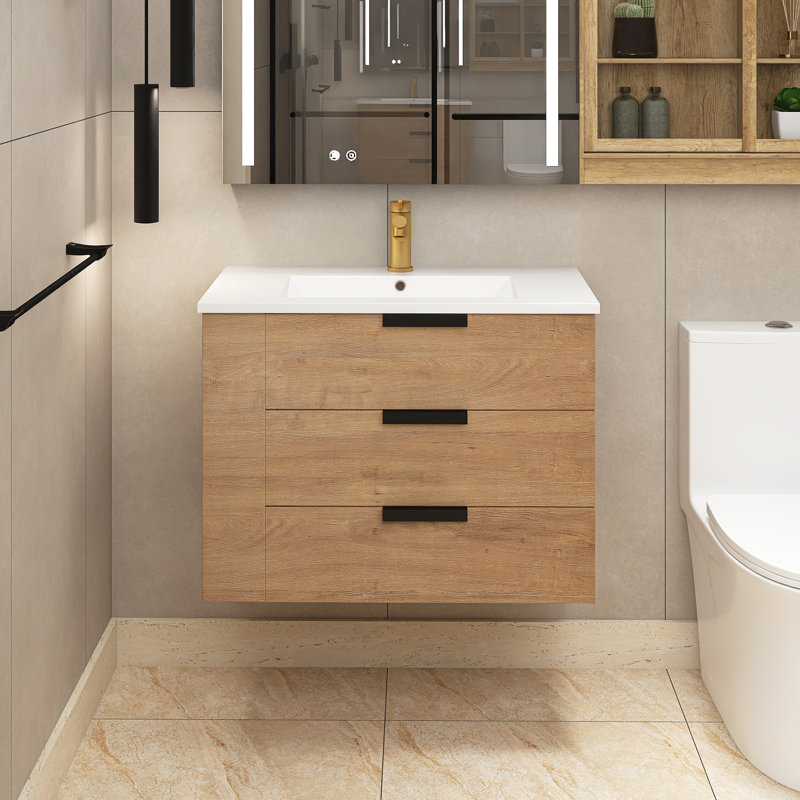 Leendert 30'' Single Bathroom Vanity with Resin Top