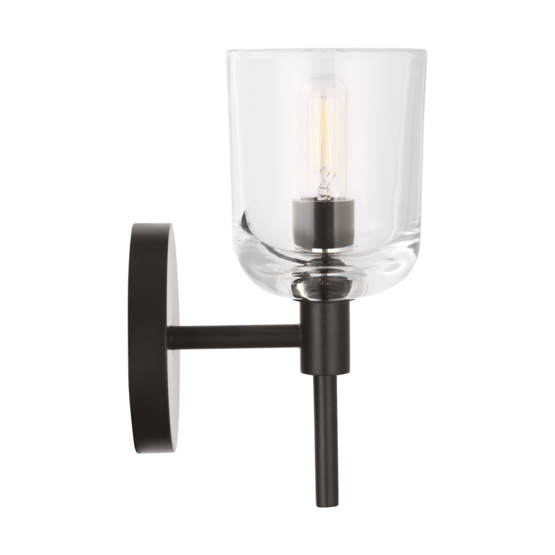 Thom Filicia Hartley Bathroom Bedroom Wall Fixture With Clear Shade, 1 Light, Aged Iron, 9.375" H x 4.625" W x 5.875" D