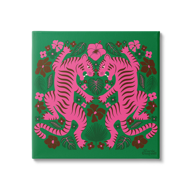Motif de tigres tropicaux par Carrie Cantwell, H 17 po x l 17 po
