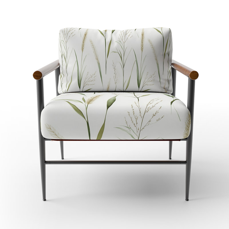 Chaise rembourrée Coastal, Bras ronds bruns