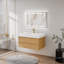 Meuble-lavabo flottant 36 po avec plateau en pierre reconstituée, lavabo en céramique et veilleuse à DEL 36 po, jaune érable