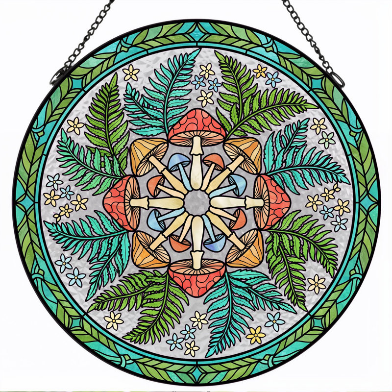 Panneau de vitrail Mandala Design - H 12 po, H 12 po