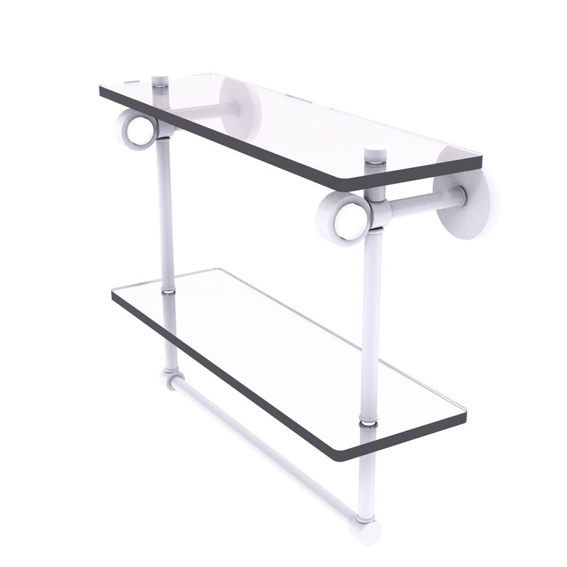 Tablette murale en verre double meuble-lavabo Margolis, H 12,8 po x l 16 po x p 5,6 po, Blanc mat