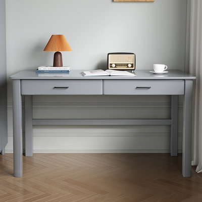 Gray Rectangular Solid Wood with 2 drawers Writing desk