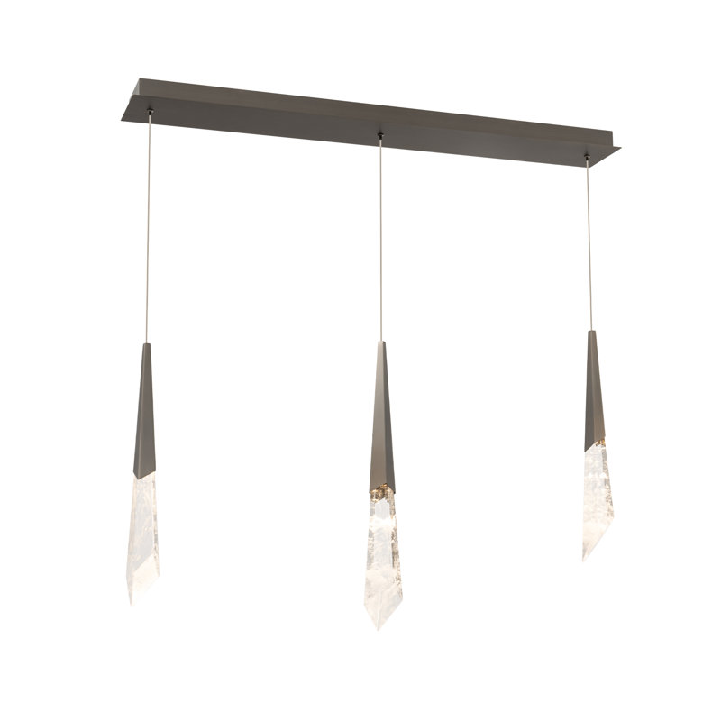 Antique Nickel Crystal LED 3-Light Island Pendant