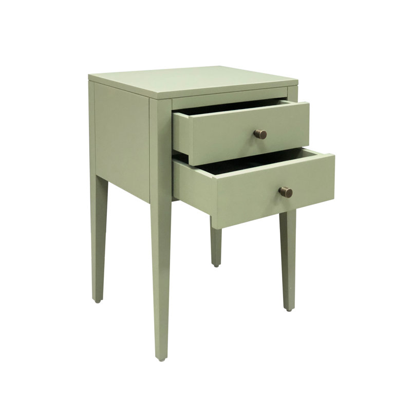 Charade 40cm W Solid + Manufactured Wood Bedside Table, Green