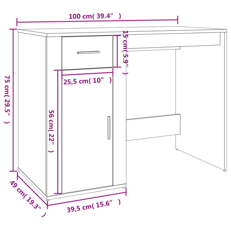 100Cm W Rectangular Writing Desk