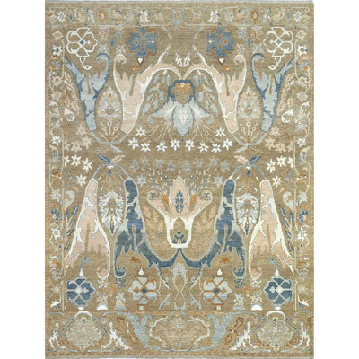Hand Knotted Wool Area Rug in Camel