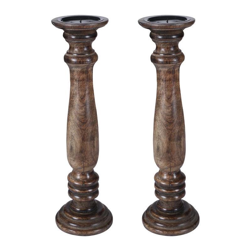 2 Piece Solid Wood Pillar Set, 45cm H x 15cm W x 15cm D