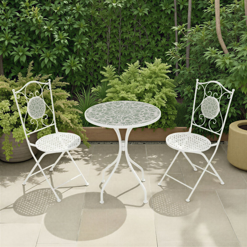 Tito 2 - Person Patio Dining Set, White/Geometric