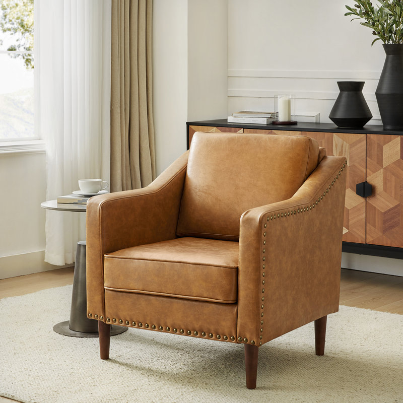 Fauteuil Almetia, Similicuir chameau
