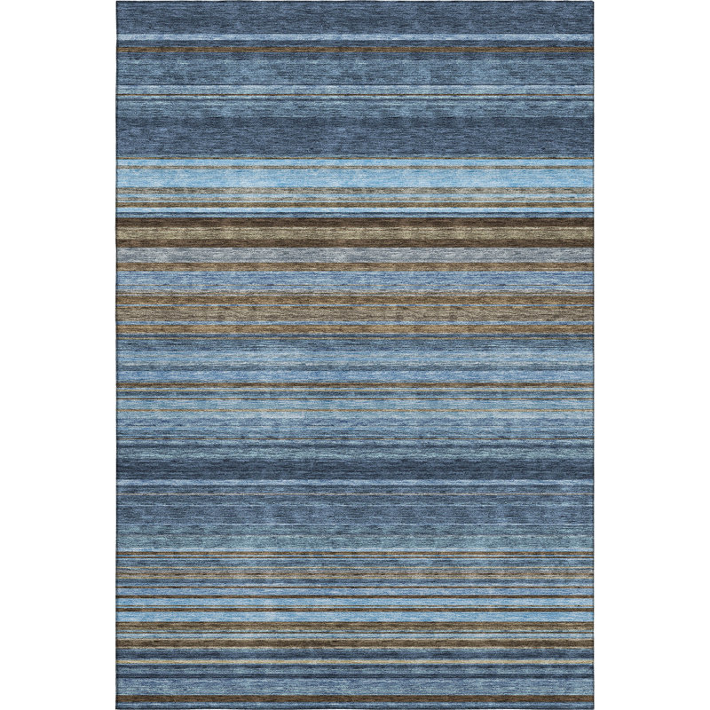 Premium Machine Washable Prisco Navy Rug, Rectangle 3' x 5'
