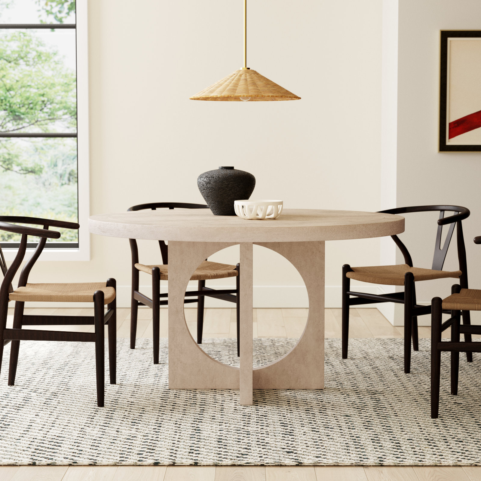 54'' Round Dining Table, Beige