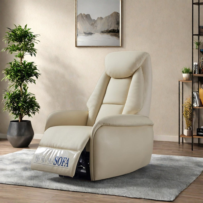 Chaise berçante réglable confortable et décontractée, Blanc cassé / blanc