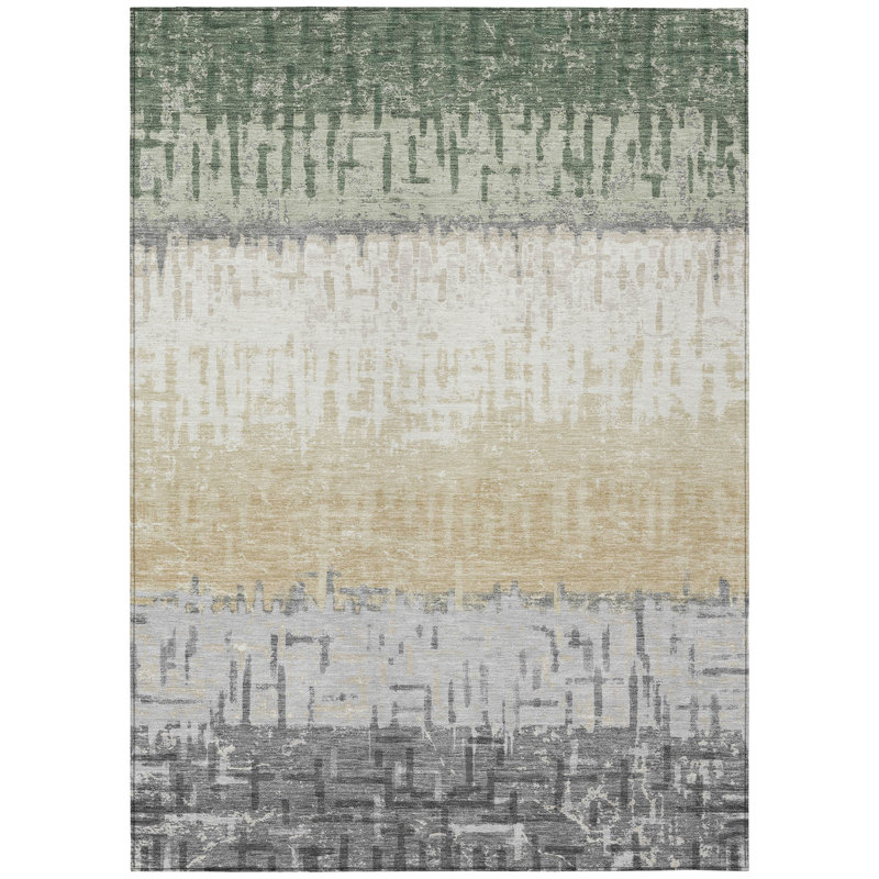 Machine Washable Indoor/Outdoor Chantille ACN2752 Striped Rug, Basil, 8' x 10'
